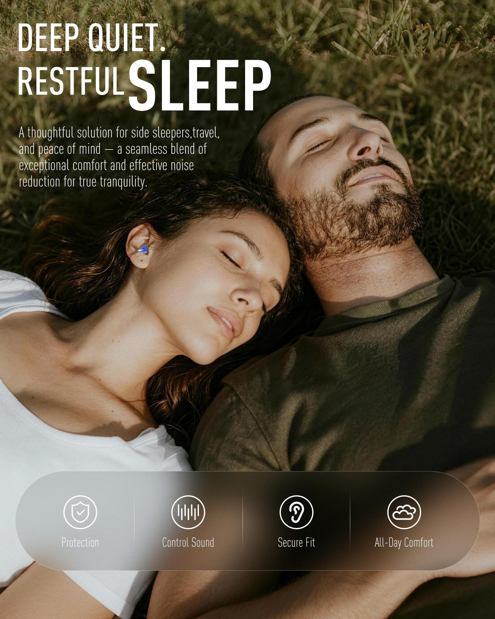 Lot de 3 paires de bouchons d'oreilles réutilisables en silicone pour réduire le bruit du sommeil, blocage du son, bouchons d'oreilles anti-ronflements pour dormeur latéral, étude, voyage,