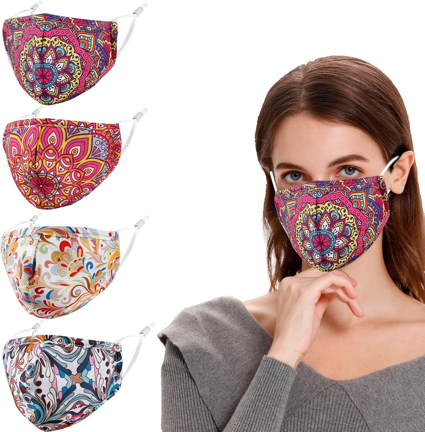 Gyothrig 3D Washable Face Mask with Adjustable Earloop, Breathable Reusable for Women Men