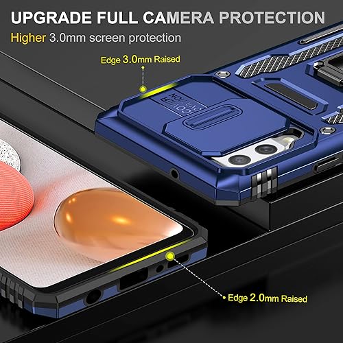 Miniatura 4 de Asuwish Funda de teléfono para Samsung Galaxy A42 5G con protector de pantalla de vidrio templado y cubierta para cámara deslizante, soporte