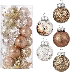 Garvee 30 Pcs Christmas Ball Ornaments, 2.36 Inch/6 Cm Shatterproof Christmas Tree Balls for Holiday Wedding Party Decoration, Gold
