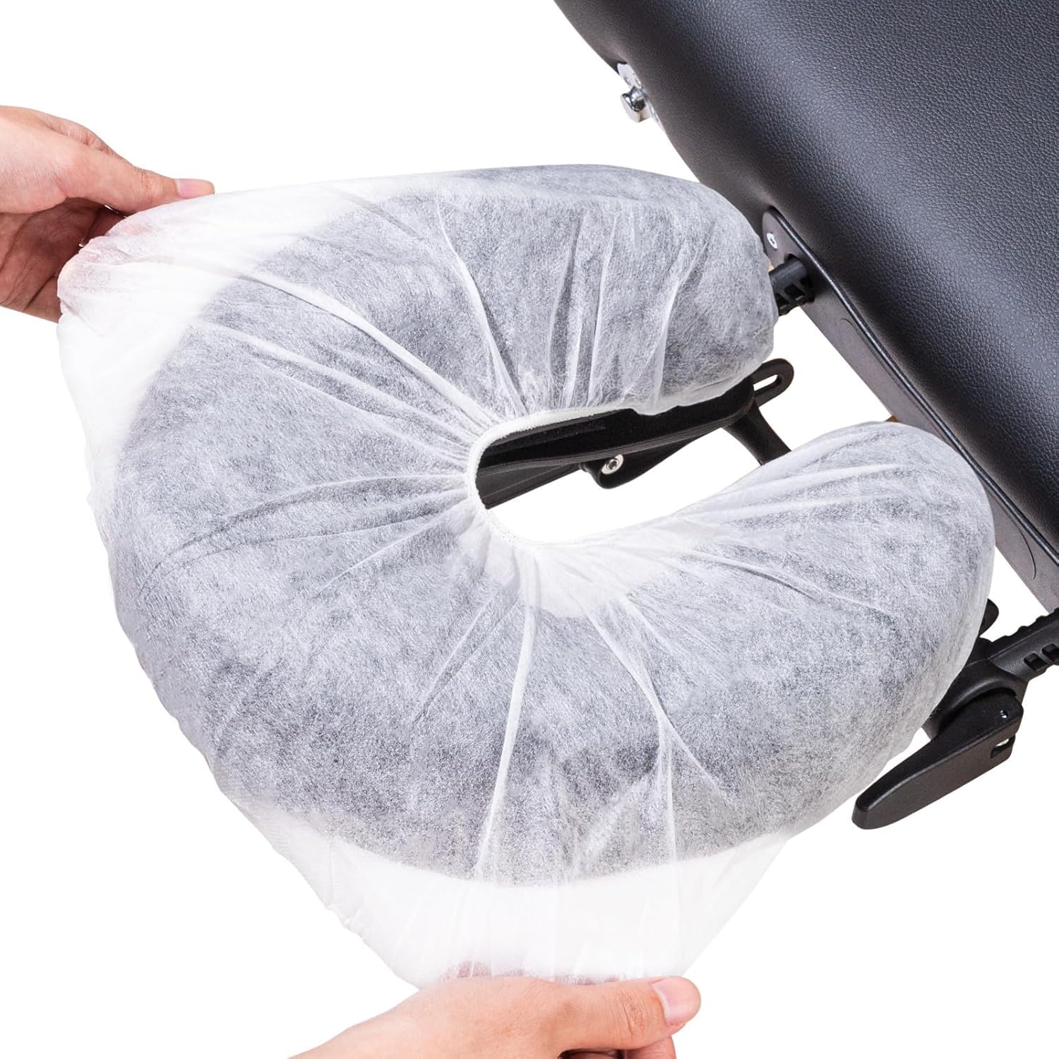 Lot de 100 Non Tissé Protege Têtière pour Table de Massage 36x33CM Jetable Couvre-Visage Housses D'appui-tête Pour Fente Nasale Coussin Facial Jetable pour Salons Beauté Spa Hôtels Tatouages Lash Bed