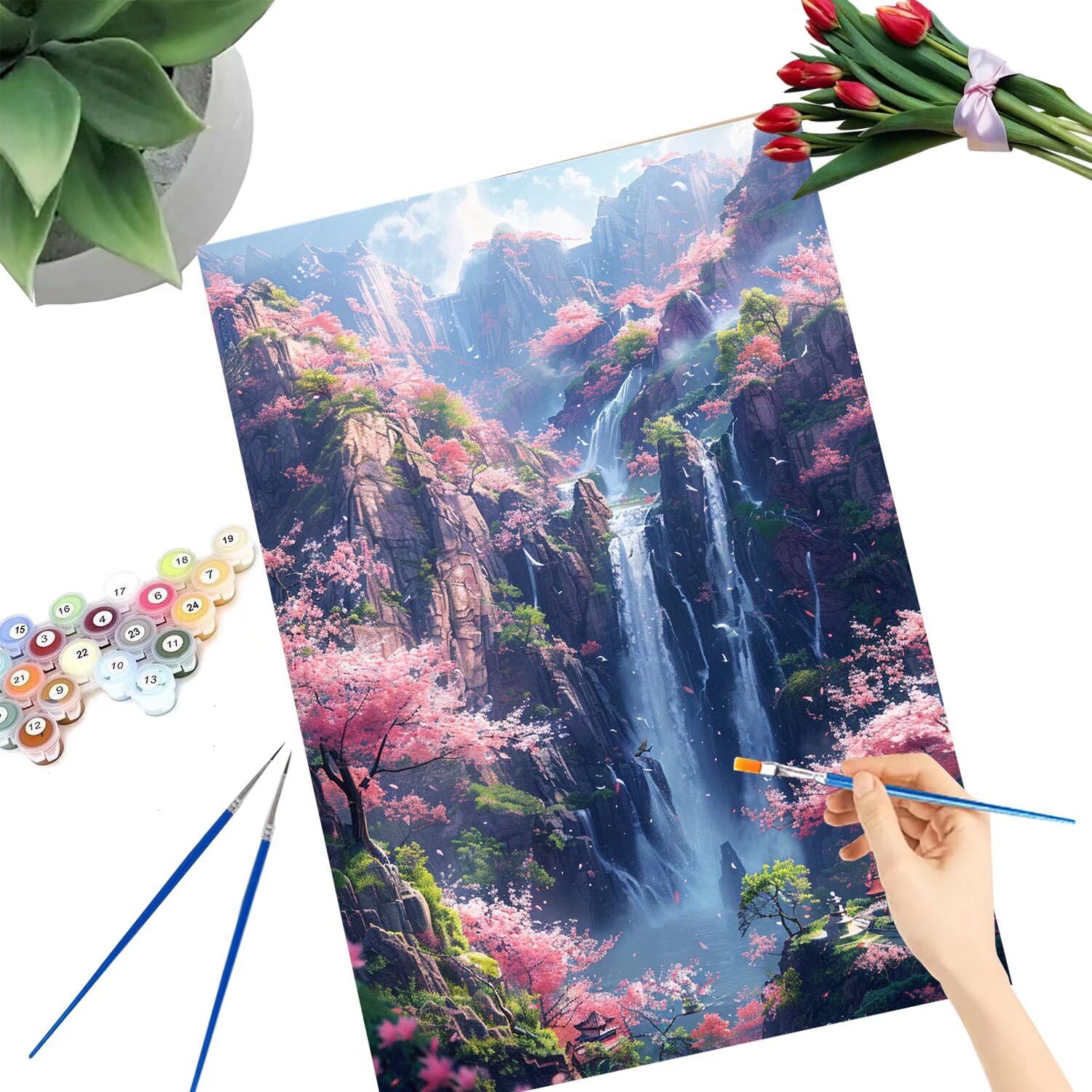 Pintar por Numeros Adultos pintar por numeros niños manualidades niños 10 años, DIY Pintar por Números de Pincel y Pintura acrílica Decoraciones para el Hogar Manualidades, sin Marco 60x80cm C-130