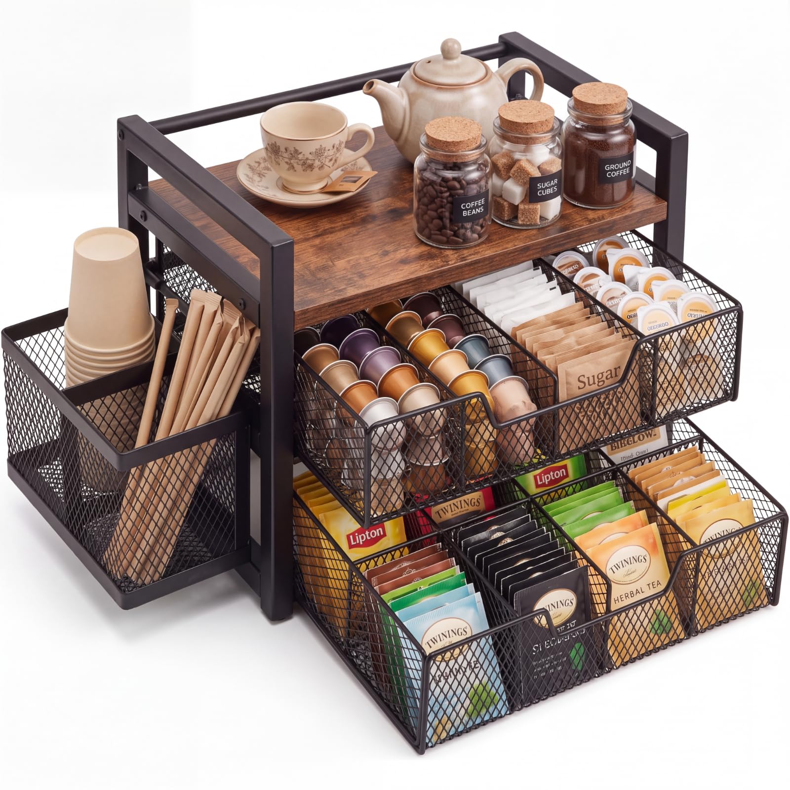 Photo 1 of Nuanchu 2 Tier Tea Bag Organizer, 16 Compartments