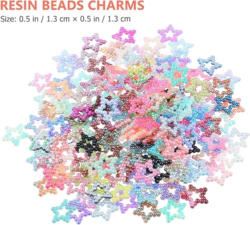 Miniatura 4 de 200 piezas espaciador de cuentas para el cabello, cuentas de estrella, gemas en forma de accesorios de imitación artesanal, estuche suelto,