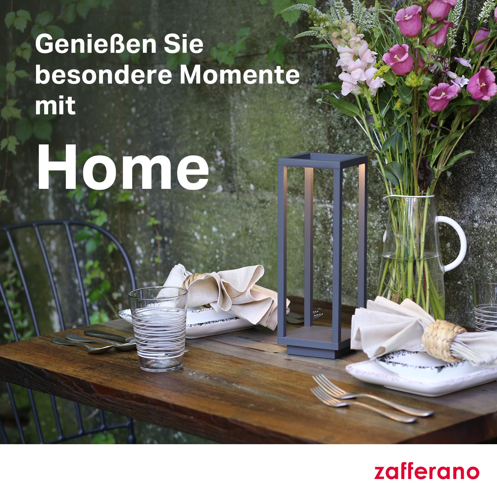 Zafferano Home Tischlampe und Bodenlampe für Innen- und Außenbereich IP54, somit Schmutz- und Regenfest (Corten / Rust), LD0258R3 | Touch-Steuerung, geeignet für Innen- und Außenbereich, Dimmer, 3000 K, Höhe 11,6 Zoll