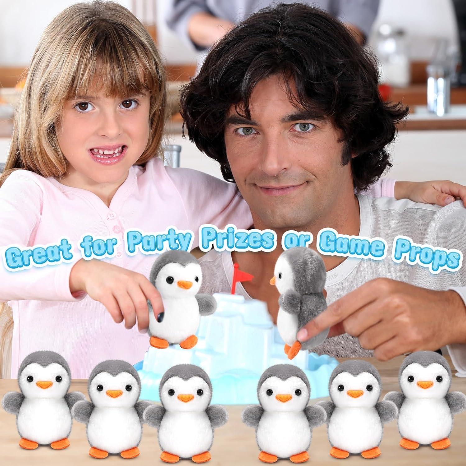 Skylety 8 Pcs 4 Inch Mini Penguin Stuffed Animal Bulk Penguin Plush Keychains for Birthday Xmas Party Favor Gifts (Grey)