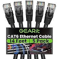 Vista 39 de GEARit Paquete de 5 cables Ethernet Cat6 de 100 pies Cable de conexión de red RJ45, conectores chapados en oro sin enganches de 10 Gbps - Cable