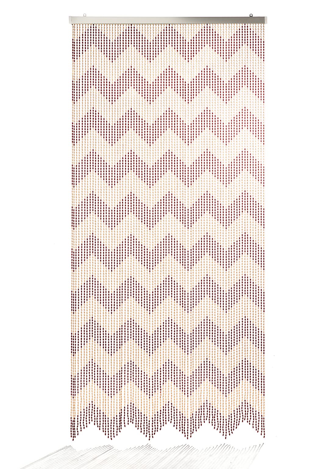 Kobolo Türvorhang ANGOLO, 90x200 cm, 72 Stränge, Perlenvorhang aus Kunststoff in Rotbraun & Beige, dekorativer Fliegenvorhang & Raumteiler für Balkon, Terrasse, Tür oder Innenräume