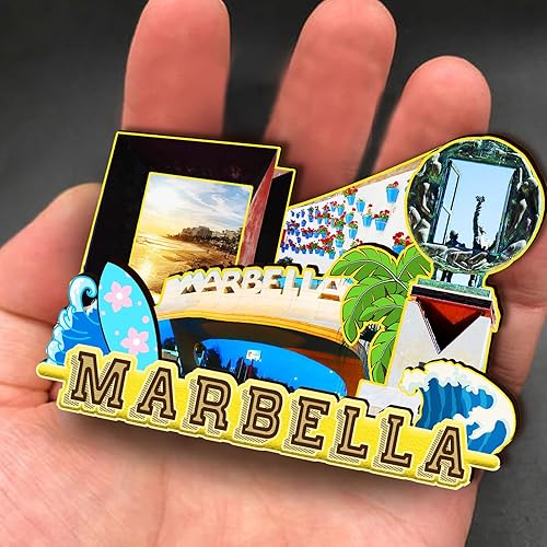 Vista 4 de Imán de madera de Marbella de España 3D para nevera, recuerdos coleccionables, decoración hecha a mano, artesanías 2