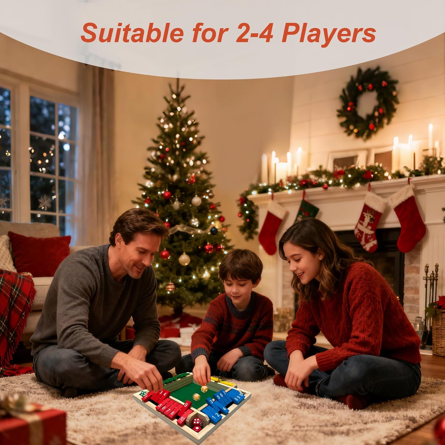 Shut The Box Wooden Dice Game for 4 Players - Perfect for Parties & Gatherings, Enhances Math & Strategic Thinking Skills for Endless Fun!