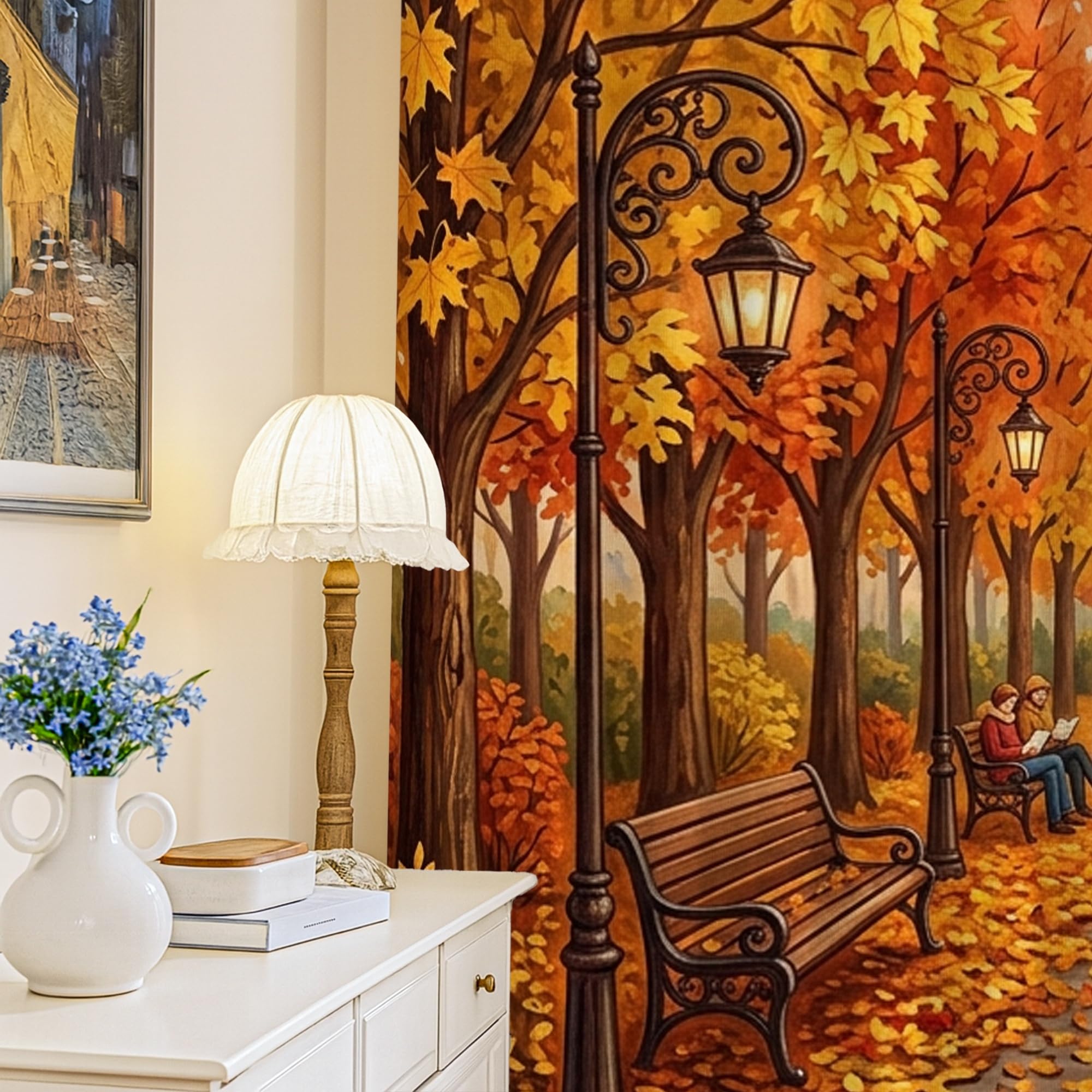 Rideaux occultants feuilles automne 132x241 cm pour salon et chambre