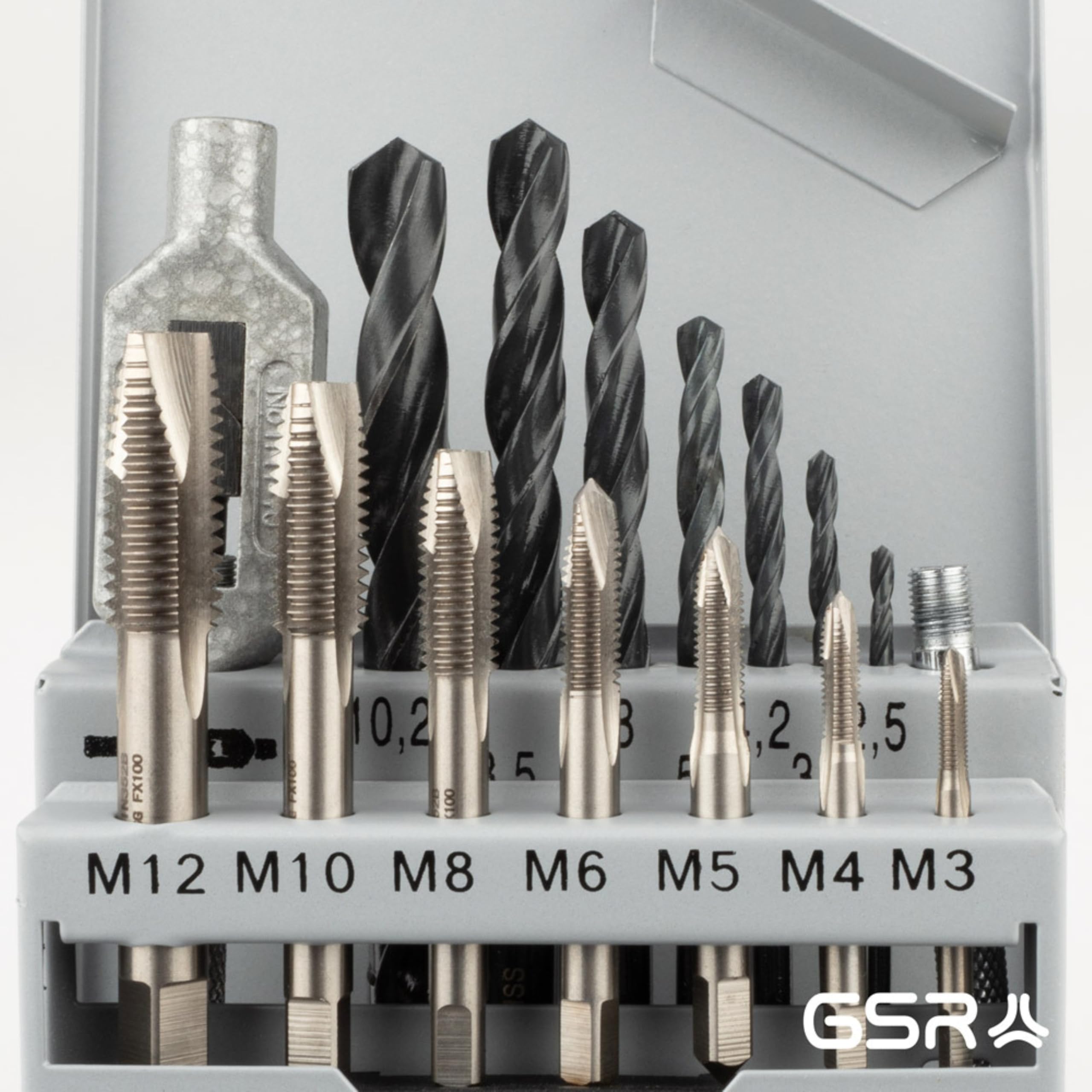 GSR PROFI Gewindeschneider Set 17-tlg. M3-M12 HSS-G | Einschnittgewindebohrer mit Kernlochbohrern, Windeisen, Gewindebohrer-Halter & Gewindeschablone | Gewindebohrer Set Metall