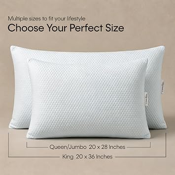 Calvin Klein Cooling Reversible Down Alternative Bed Pillows | Queen Size Set of 2,Cooling & Cotton Fabric,Medium Density, Breathable Pillows for Hot Sleepers, 20 x 28