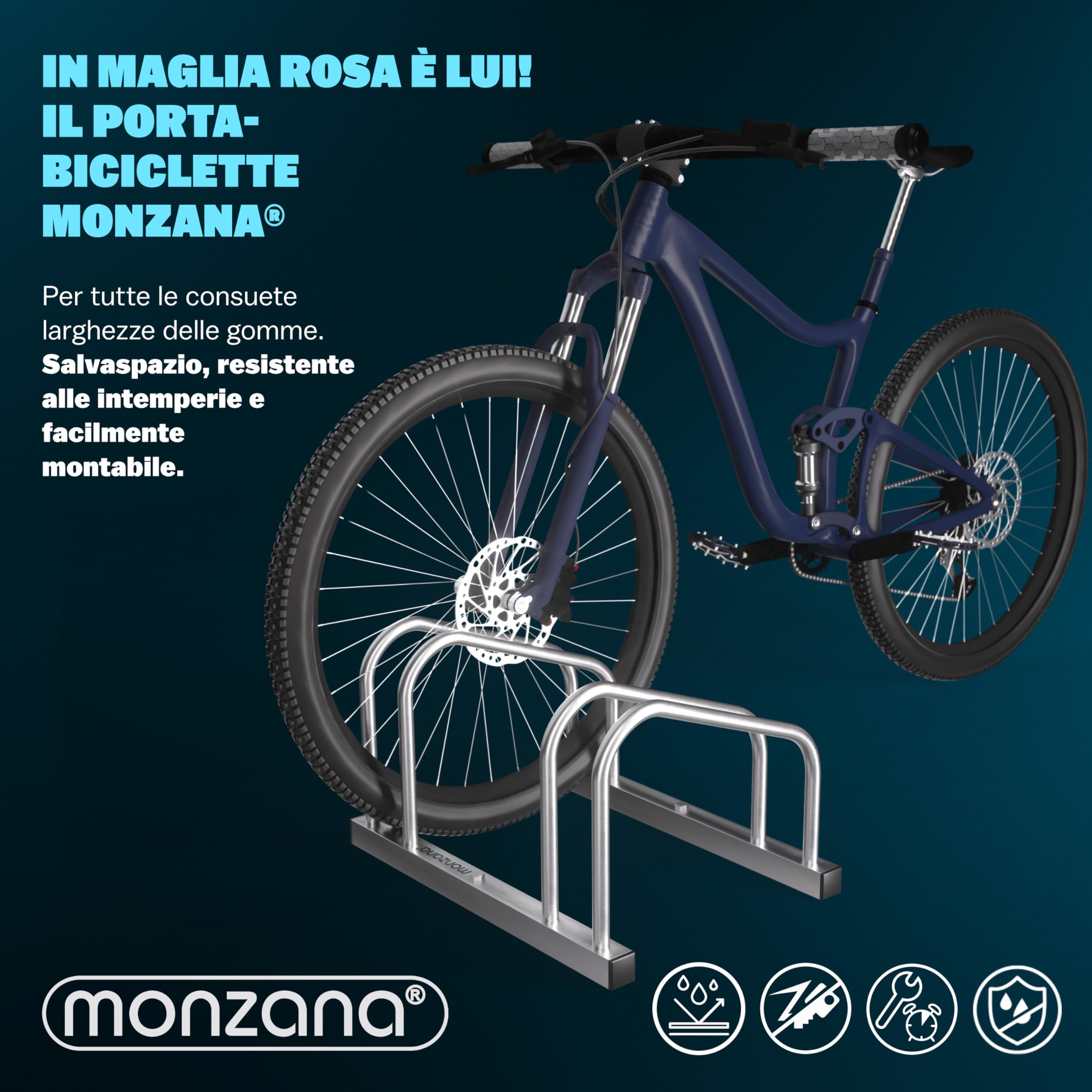 Monzana® Rastrelliera per Biciclette 2 Posti per Pneumatici 35-60 mm Porta Bici Posteggio per Bicicletta