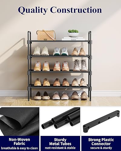 Miniatura 6 de Kitsure Zapatero  Organizador de zapatos de 4 niveles con asas y pies antideslizantes, zapatero de metal resistente al óxido para armario, entrada,