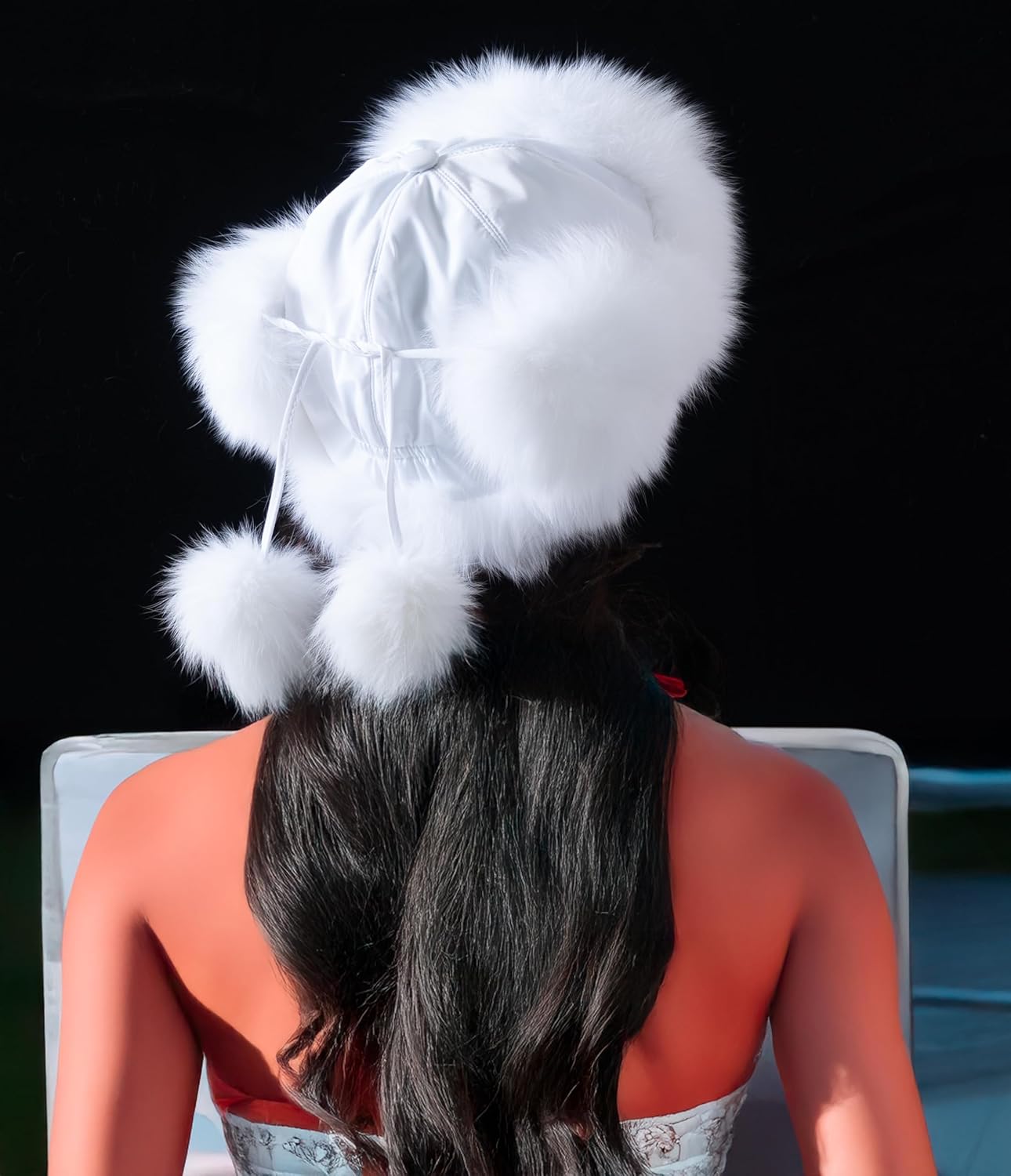 Real Fox & Raccoon Fur Nylon Trapper Hat Bundle with Rabbit Fur Headband – Women's Winter Cap & Convertible Neck Warmer Set