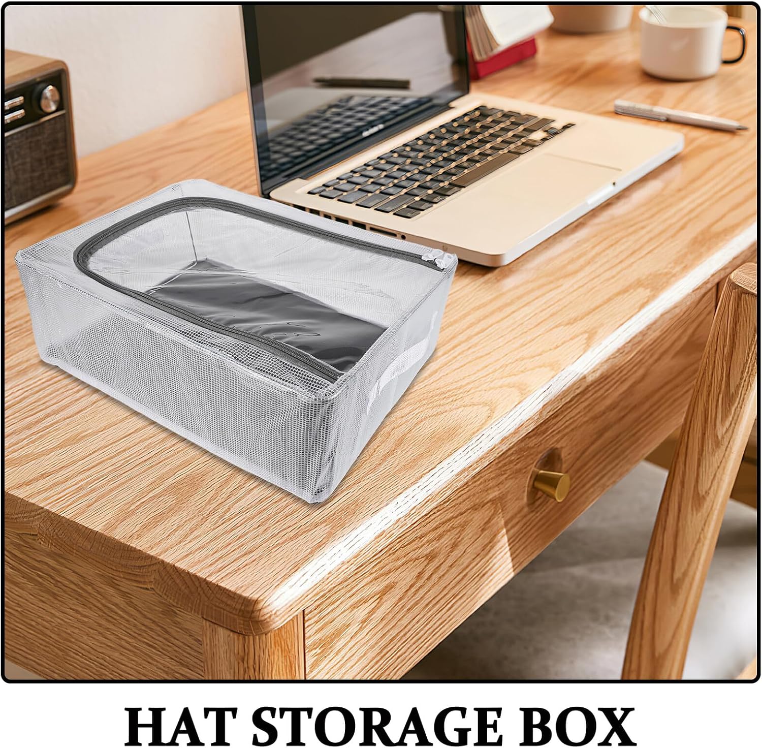 Outanaya Baseball Caps Case with Lid 18l Stackable Hat Storage Box for Men and Women Portable Organizer for Travel and Closet Hat Storage