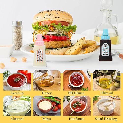 Miniatura 7 de Mini botella de ketchup para lonchera, botellas pequeñas para condimentos, recipientes de salsa de plástico para accesorios de almuerzo Bento