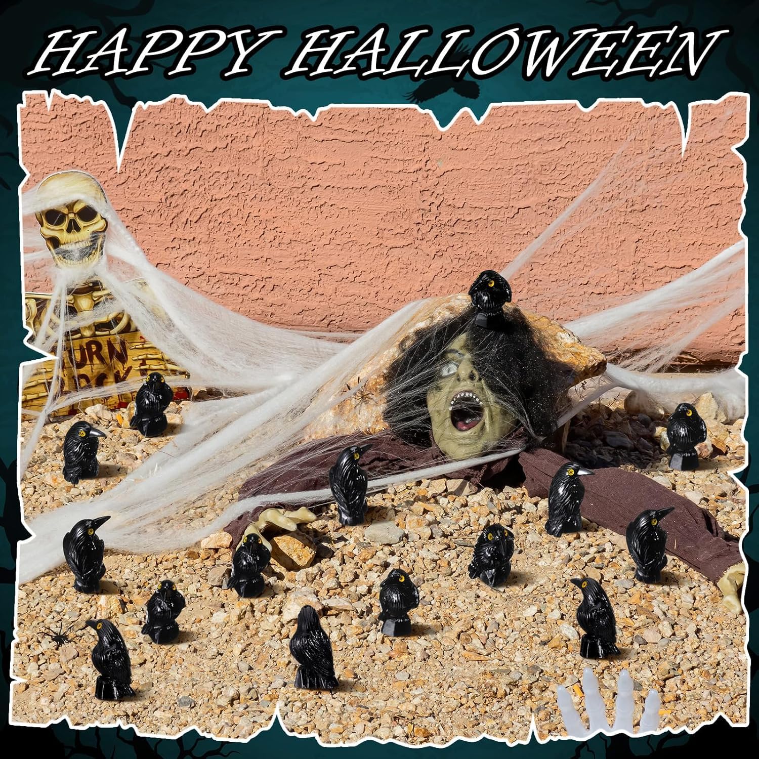 Mini Statue Corbeau 2.6cm 24 Mini Corbeaux En Résine Noire - Déco Halloween, Maison Hantée, Diorama - Environ 2,6 Cm Figurines Corbeaux Maison De Poupée