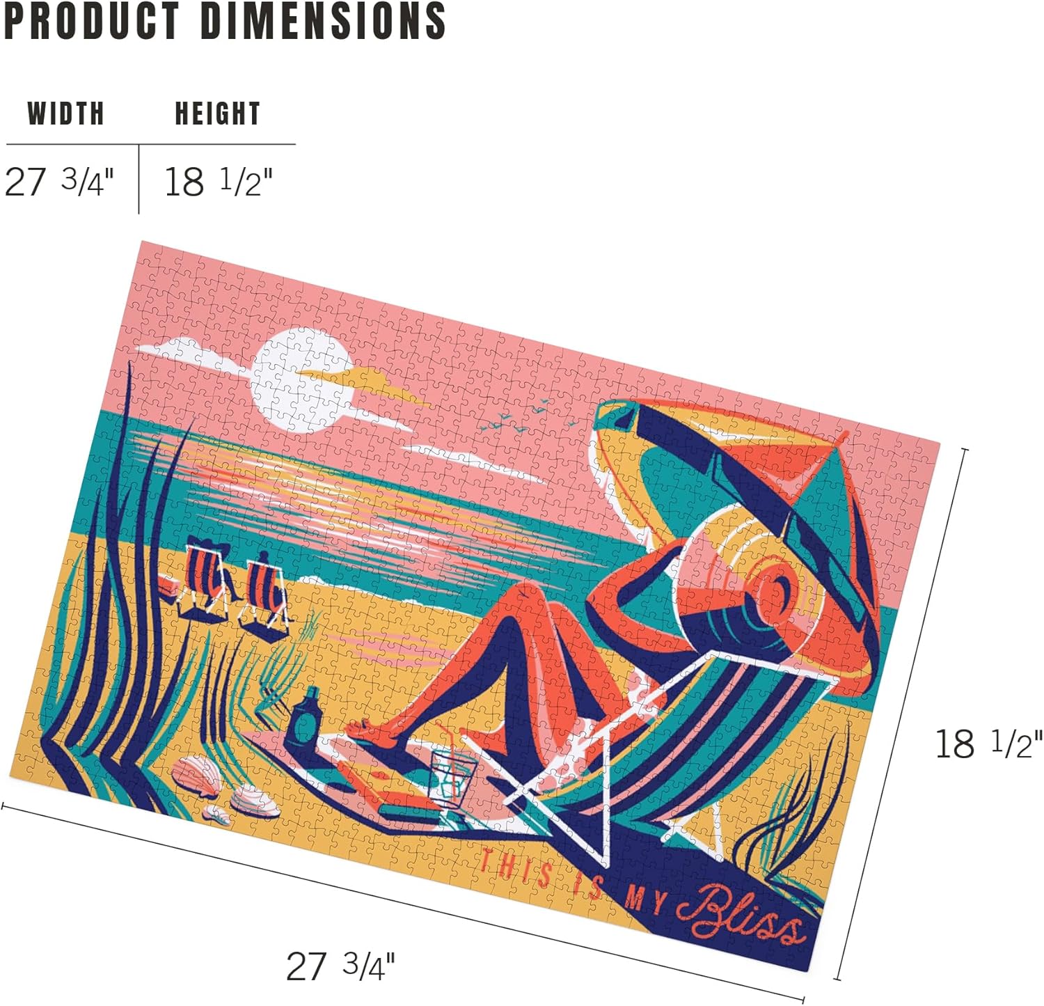 "Lantern Press Woman at The Beach, This is My Bliss, 1000 Piece Jigsaw Puzzle for Adults, Made in USA with Reference Poster"