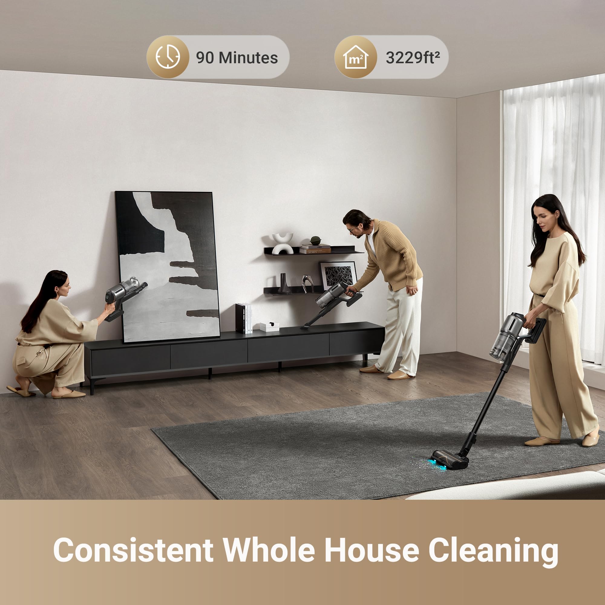DREAME Z30 Cordless Vacuum Cleaner, Smart Stick Vacuum for Multi-Surface Cleaning, 310AW Suction with Dual Brushes, Pet Deshedding Tool, Long Runtime, Ideal for Hard Floor