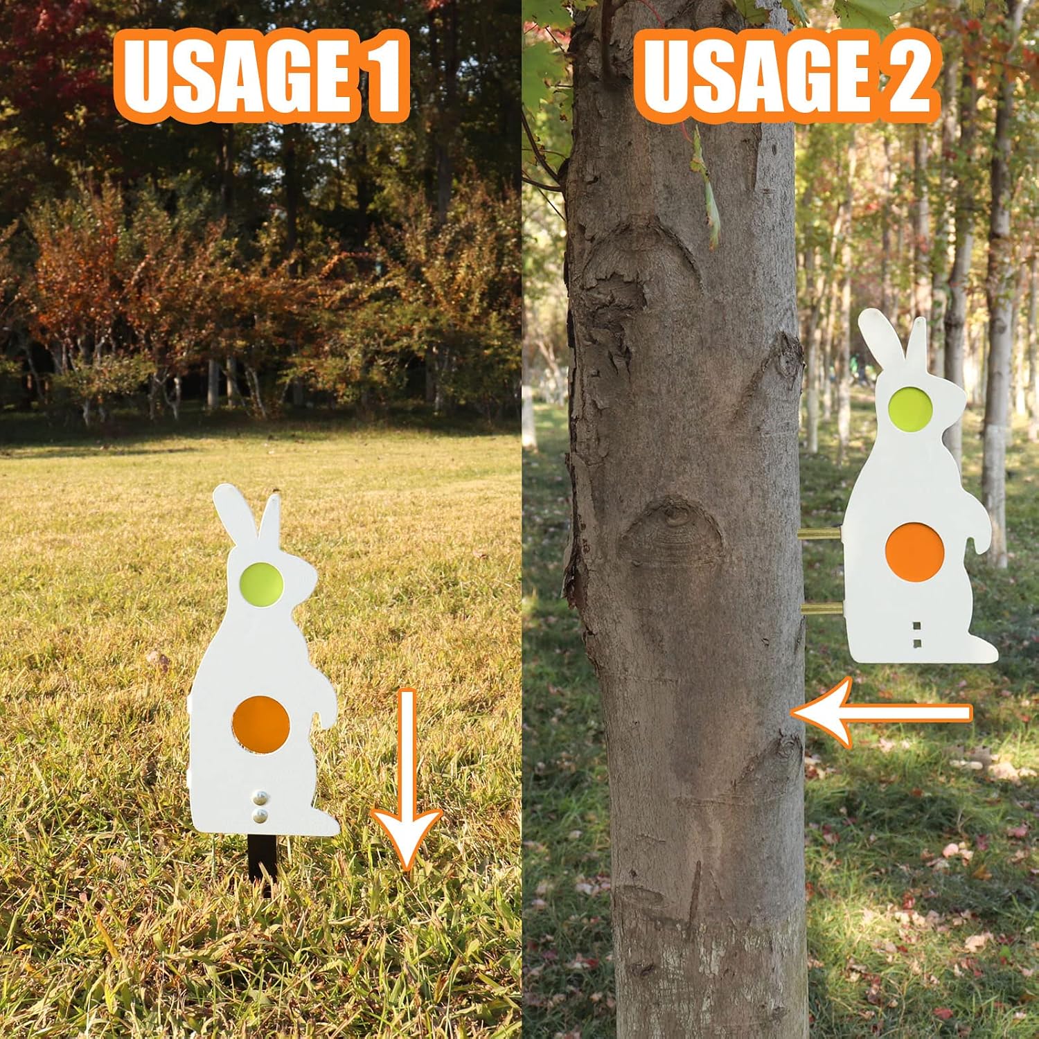 Highwild Metal Rabbit Resetting Target Neon Plates - Two Methods of Use - Rated for .22/.177 Air Guns