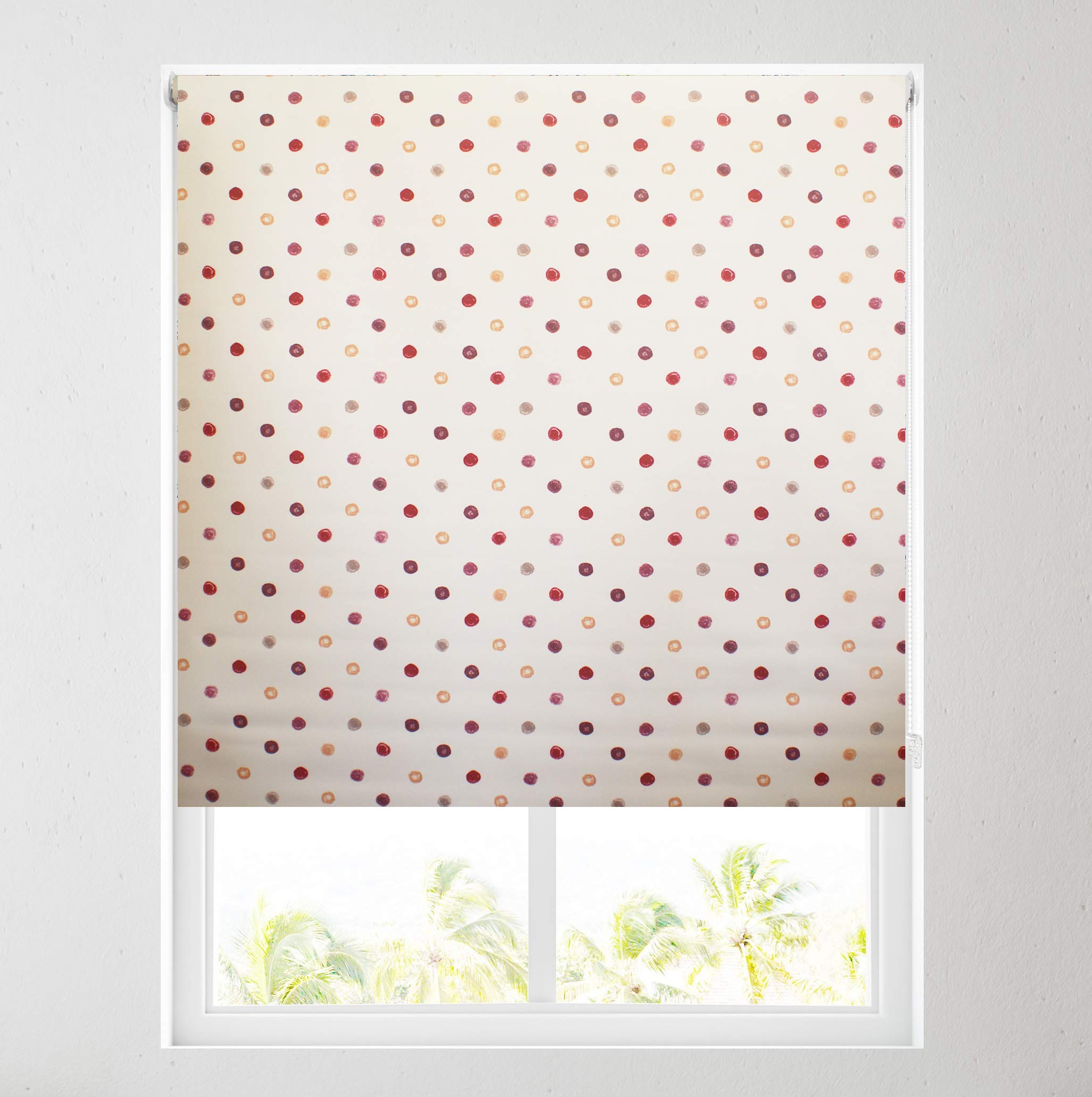 Barnes Blinds And Interiors Polka Red Barnes Blinds - Patterned Thermal Blackout Roller Blinds 22+ Designs - Free Cut To Size Service (W: 61Cm (2Ft), )