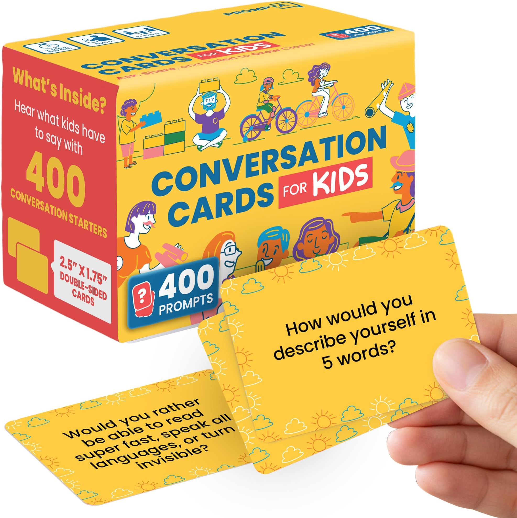 Discussables Kid Talk Conversation Cards for Kids – 400 Fun Conversation Starters for Kids – Games for Family Game Night – Road Trip Games for Children – Social Emotional Learning Activities Tools