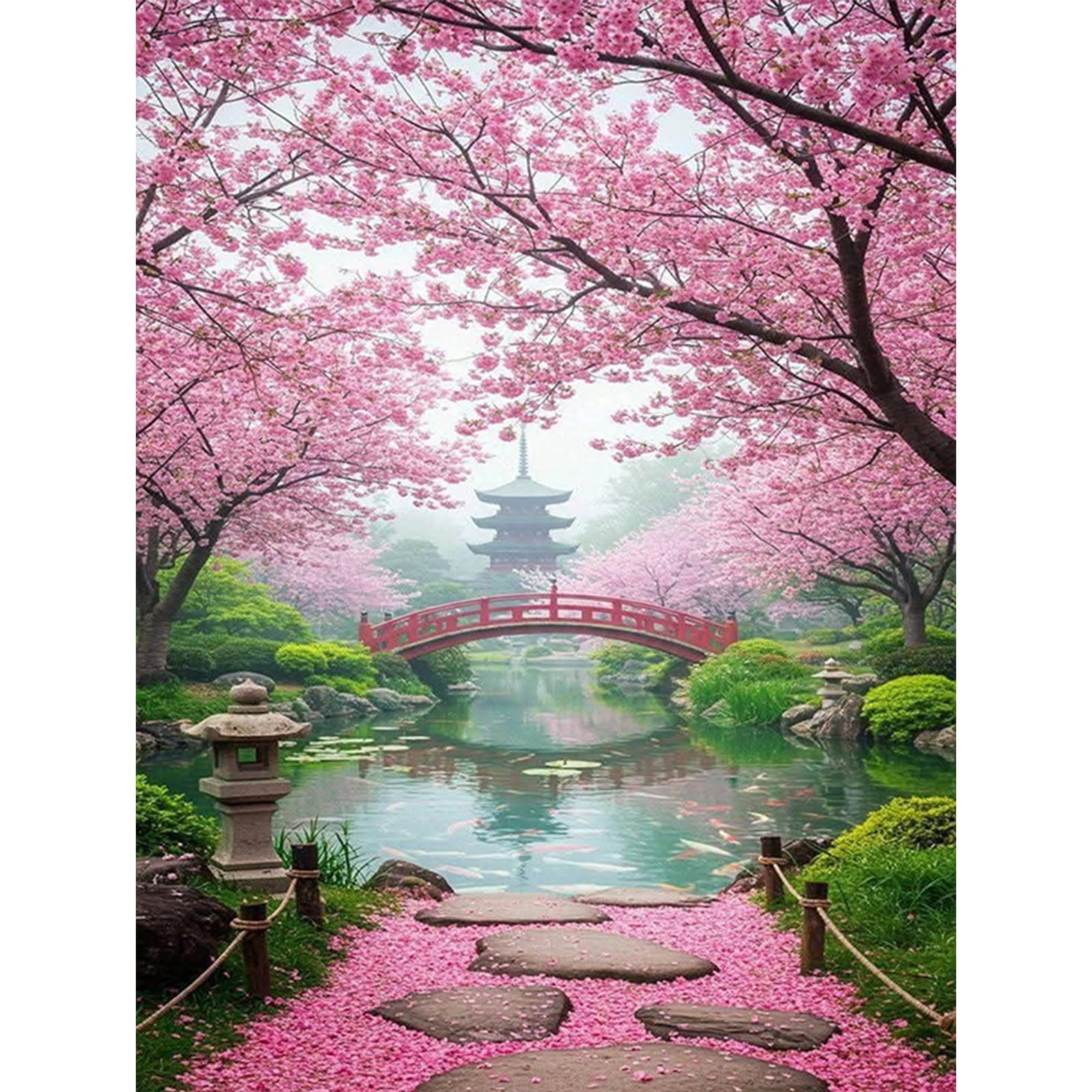 Cherry Blossom Paint by Numbers for Adults, Painting by Numbers for Adults, Landscape Adult Paint by Numbers, DIY Acrylic Adult Paint by Numbers Canvas Kits Perfect for Home Decor and Gifts 12x16in โ image 1
