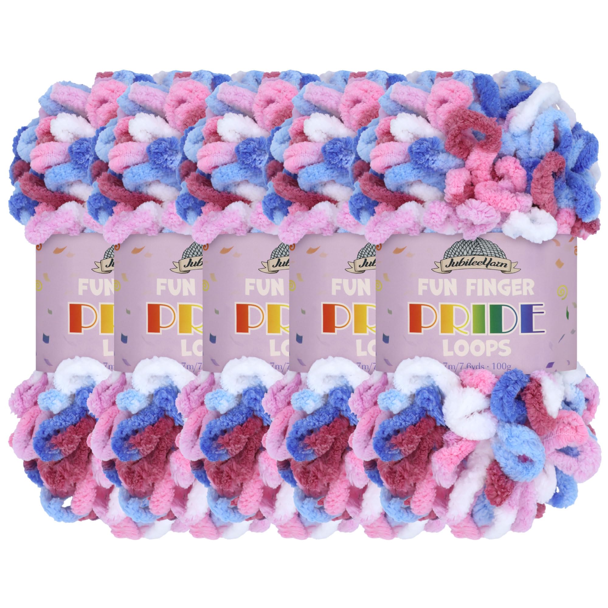 JubileeYarn Fun Finger Loops Yarn - Polyester Jumbo Weight Loop Yarn - 100g/Skein - Dellamonica - 5 Skeins — image 1