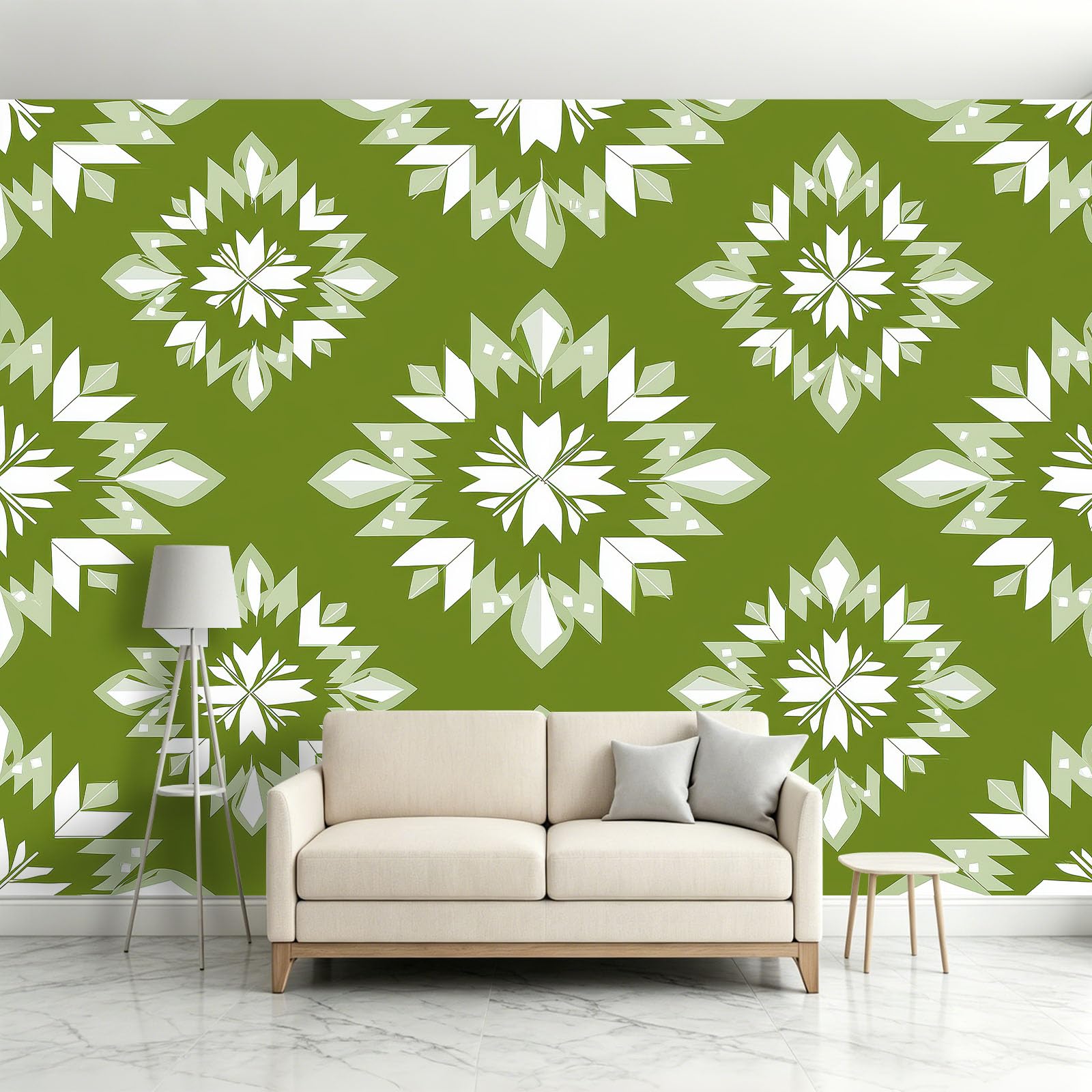 Fototapeta z włókniny 500 x 280 cm tradycyjna geometria tapeta, oliwkowa