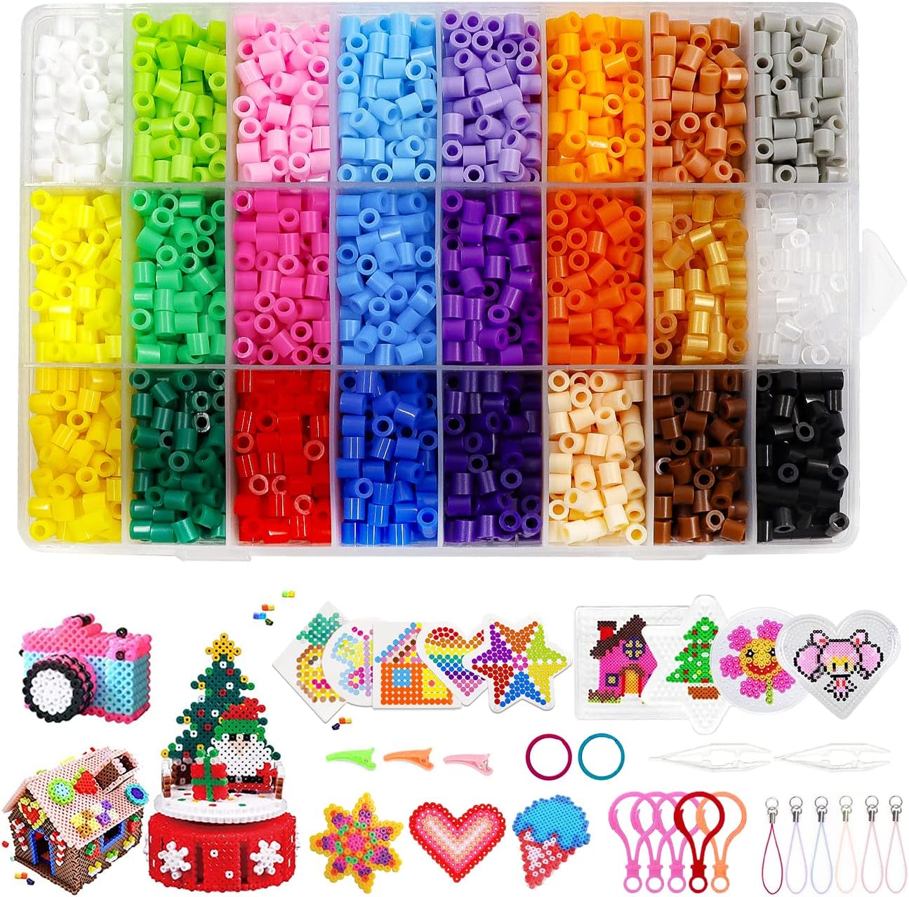 Perline Da Stirare Set 12.000 Pezzi 24 Colori - 3 Base per Perline, 50