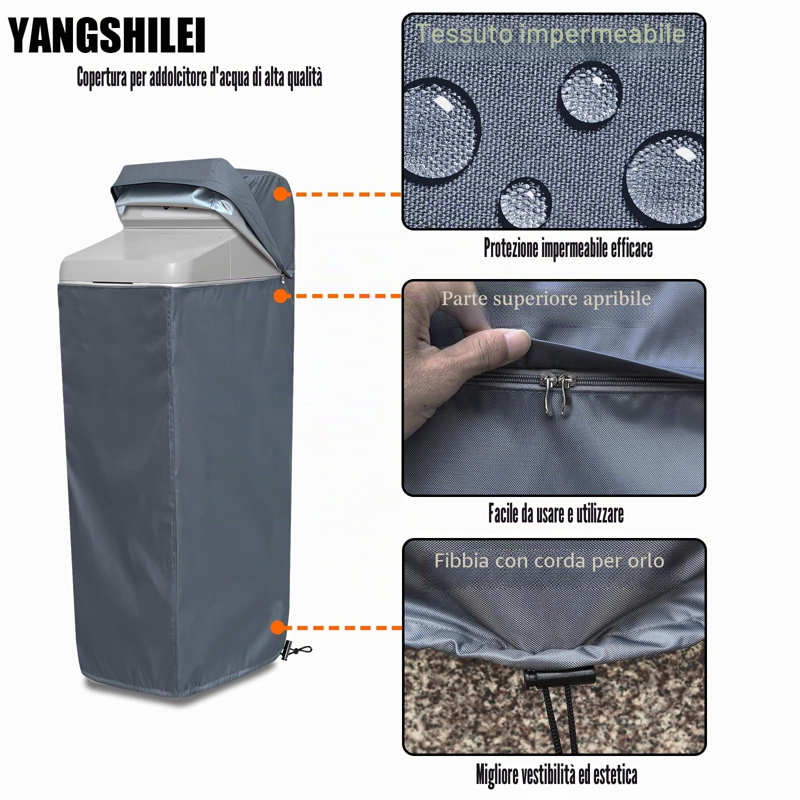Copertura per addolcitore d'acqua YANGSHILEI per addolcitore a grani WHES30E/WHES40E, parte superiore apribile, facile da usare, installazione senza rimozione per la protezione UV dalla polvere
