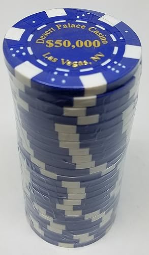 Fichas de póquer - (25) $50,000 Desert Palace 0.41 oz compuesto de arcilla