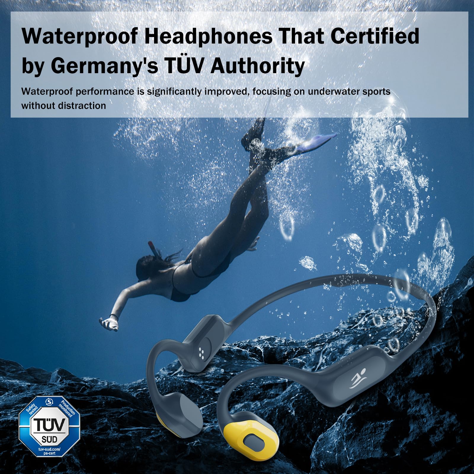 Swimming Bone Conduction Headphones with Night Safety Light - Dettaglio