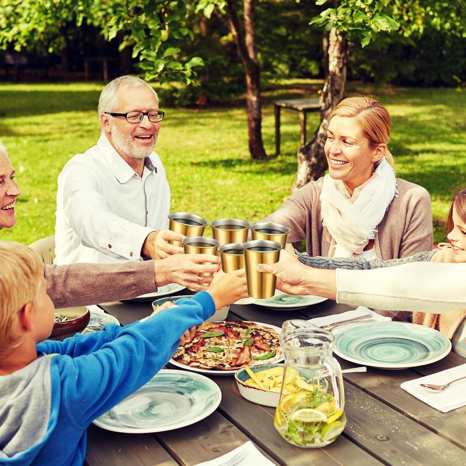 16 Pcs Stainless Steel Cups Bulk 12 oz Stackable Metal Drinking Cups Gold Reusable Camping Mugs for Home Camping Rv BBQ Office Party - Image 7