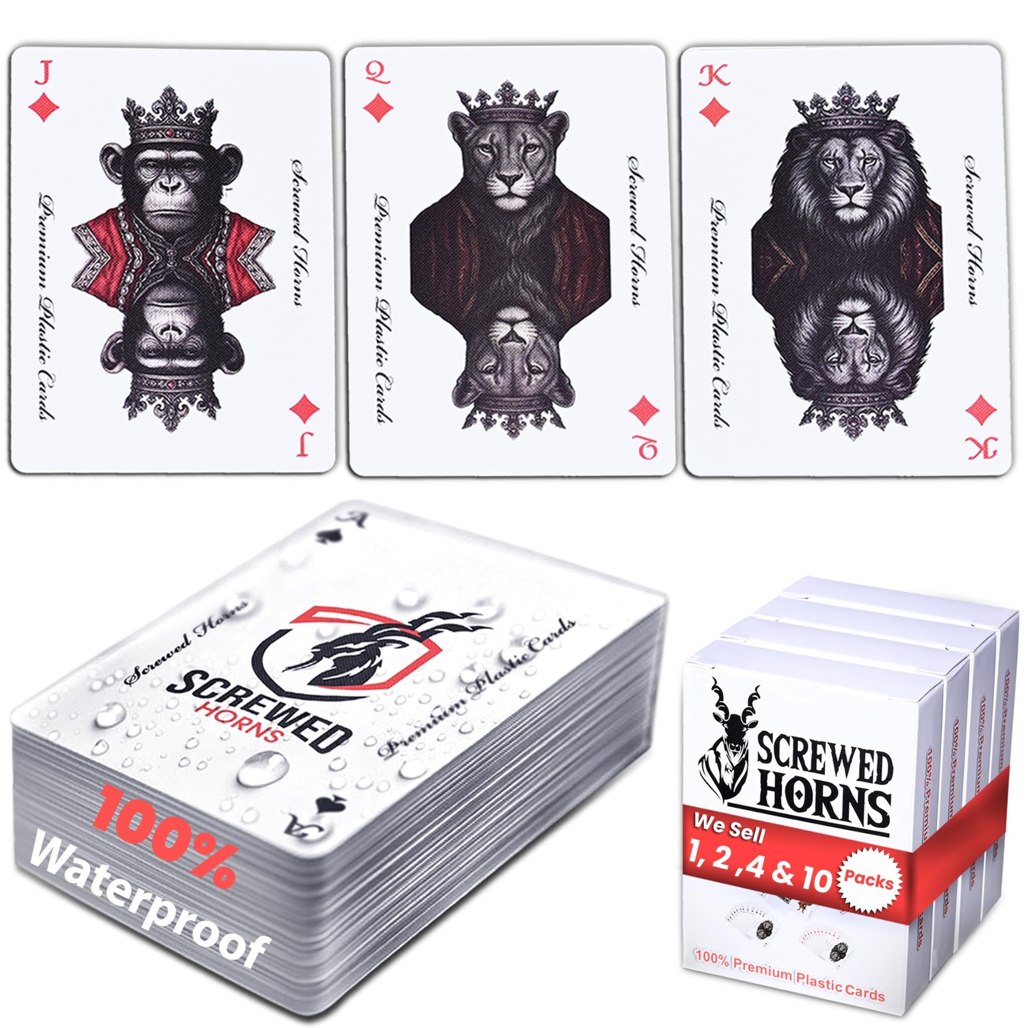 Premium Plastic Playing Cards 2 Pack Flexible & Scratch-Less- Waterproof Playing Cards 2 Pack Poker Deck for Parties and Games (White (Pack of 2)