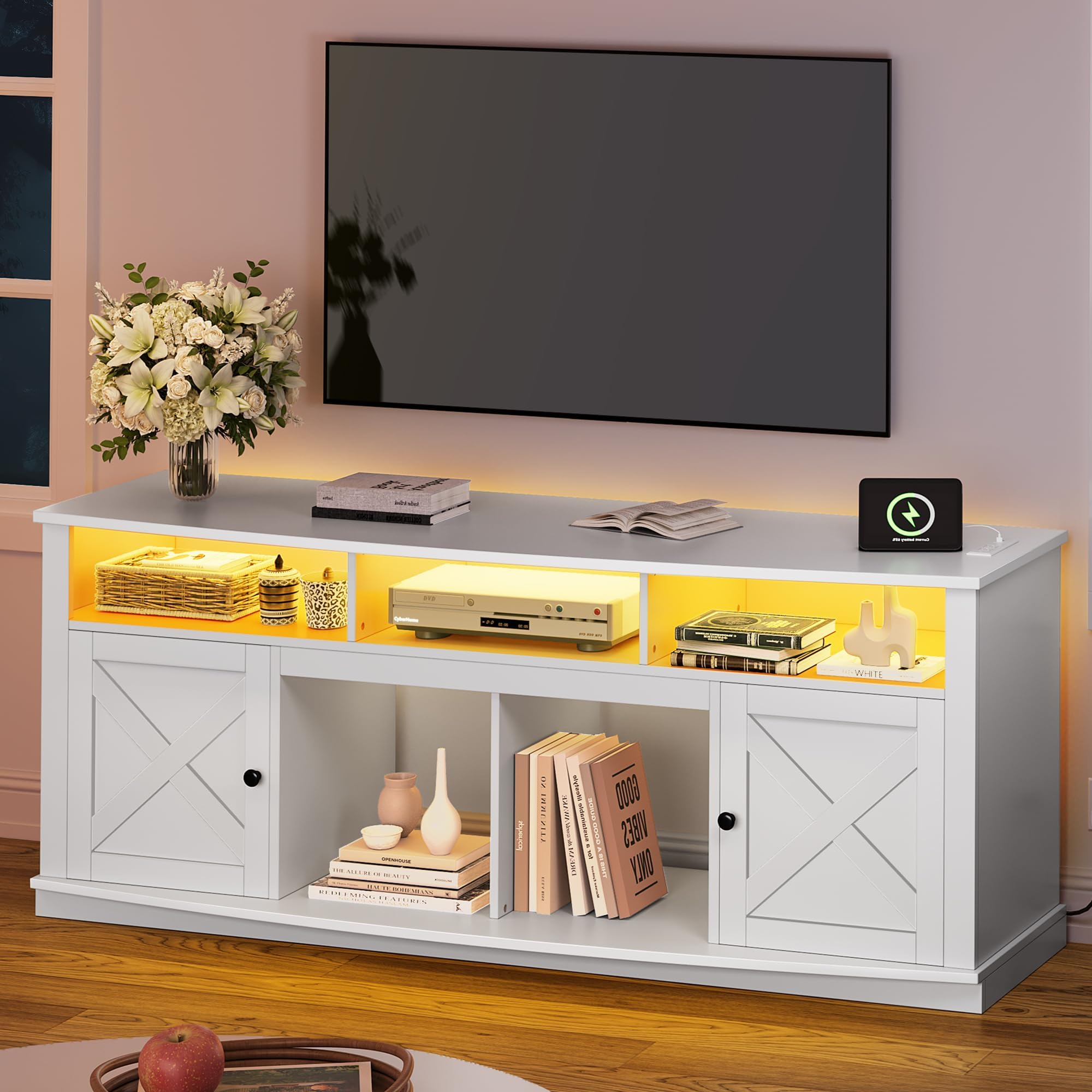 YITAHOME Farmhouse TV Stand 70 Inch, Entertainment Center