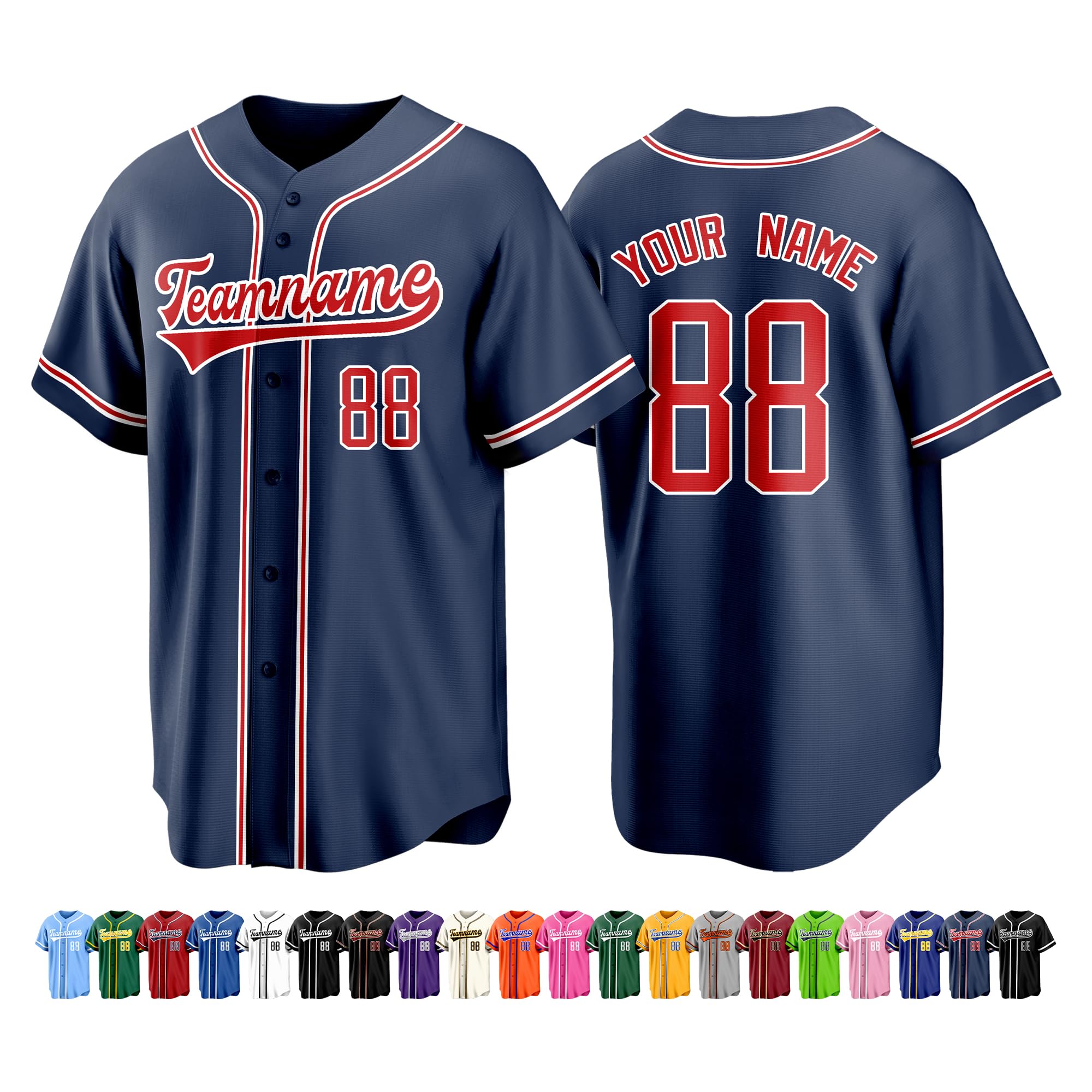 Custom Baseball Jersey Stitched Print Personalized Name Number Team Button Down Shirts Sports Uniform for Men Women Boys