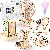 Yutin 5-in-1 STEM Wooden Craft Kits for Kids 8-12: Ferris Wheel, Merry-Go-Round, Nightlight - 3D Puzzles Boys Girls Gift