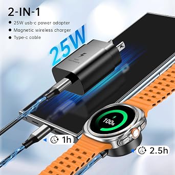 for Samsung Watch Charger,Fast Charger Compatible with Galaxy Watch 7/Ultra/6/6 Classic/5 Pro/5/4 /4 classic/3/Active2/1