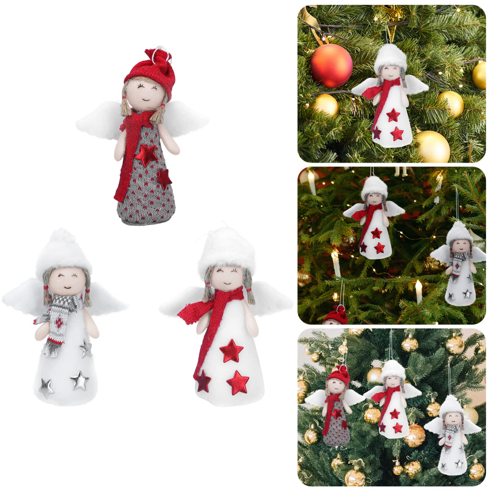 PRETYZOOM 6 Juegos Decoración Navideña Decoraciones De Arboles De Navidad Felpa Adornos Vine Colgantes Navideños Muñecos Navideños Muñeca Colgando Colgante Festivo Algodón 3 Piezas * 6