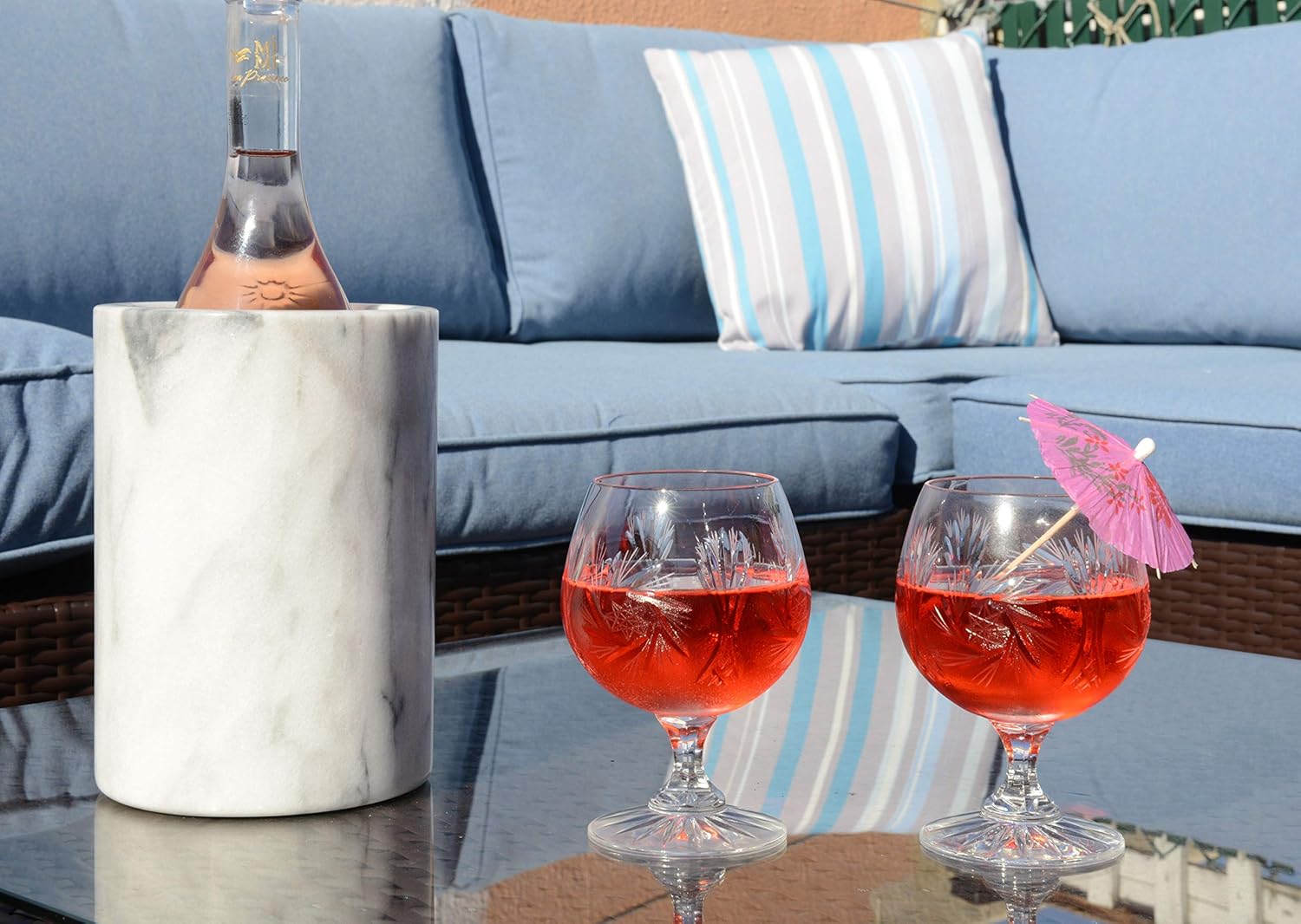 [5 PACK] Marble Wine Bottle Cooler - Wine Chiller Bucket - Perfect for Wine & Champagne for Dinner, Parties - Holds a 750 ML Bottle - Great for Utensil Holder, Flower Vase by EcoQuality