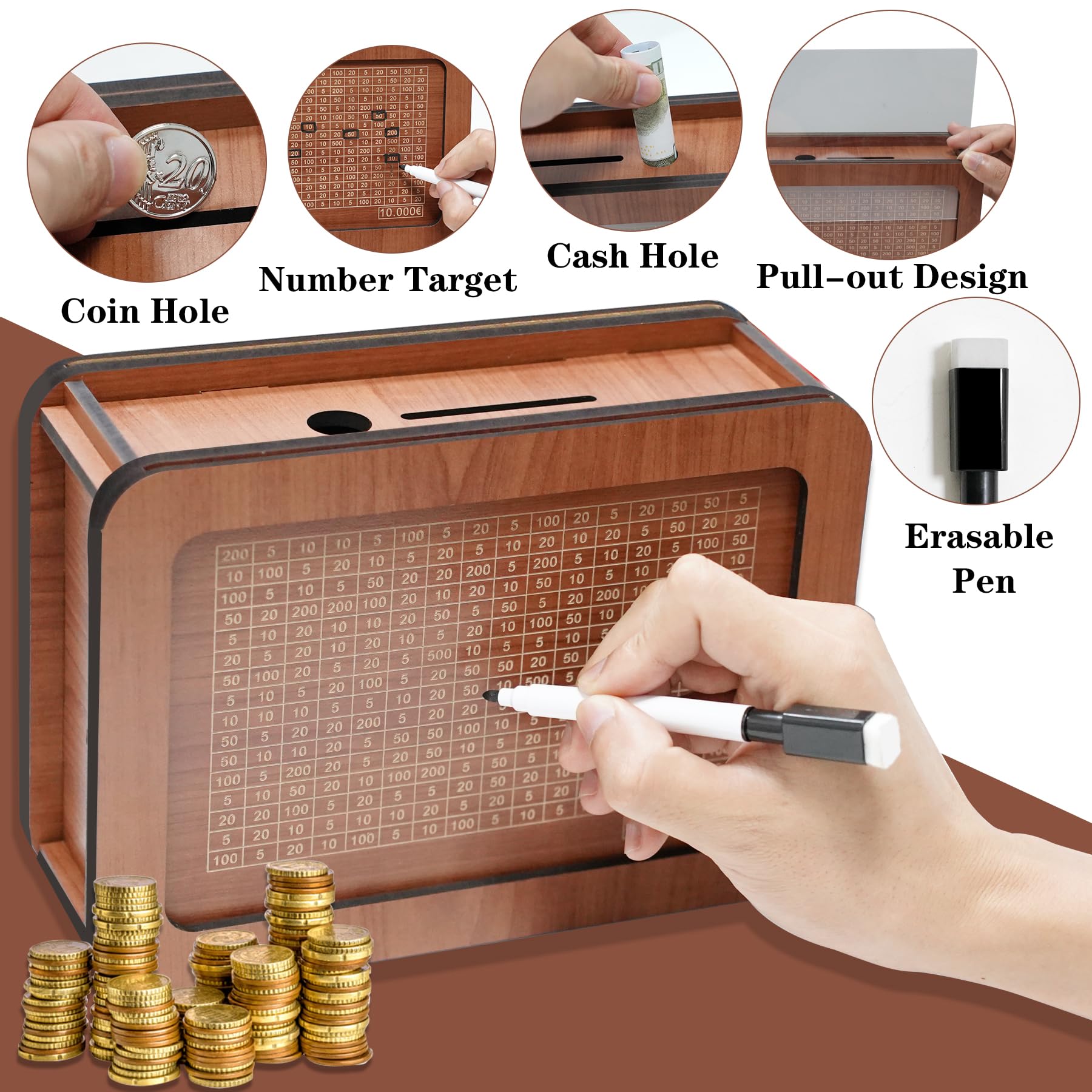 Salvadanaio 10000 Euro Salvadanaio Legno Con Contatore