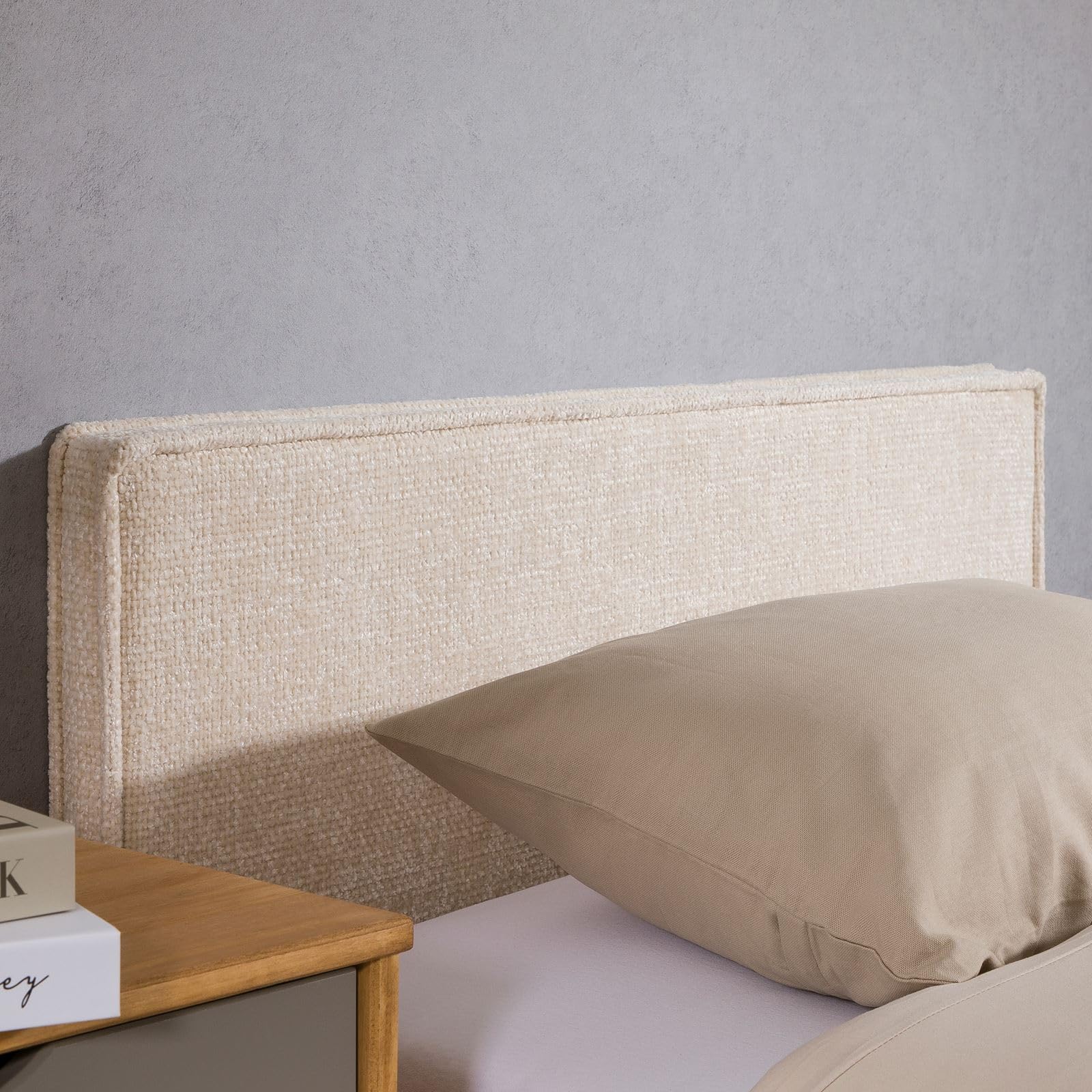IDIMEX Tête de lit YOLAN 90 rembourrée, en Tissu Polyester pour lit 90 cm, sur Pieds en Plastique, Blanc