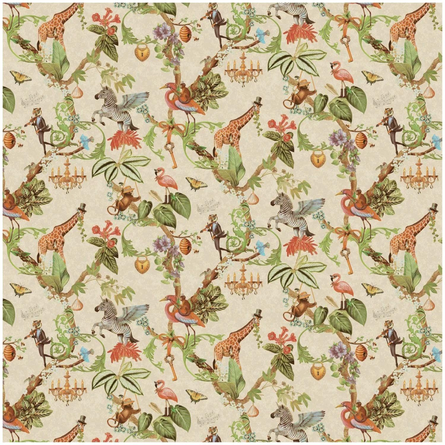 Yöl Beige Safari Symphony Wallpaper - Contemporary Versatile Sophisticated - Elegant Animal Print - Feature Statement Wall - Bedroom Living Room Dining Room - 10.05M X 53Cm Roll