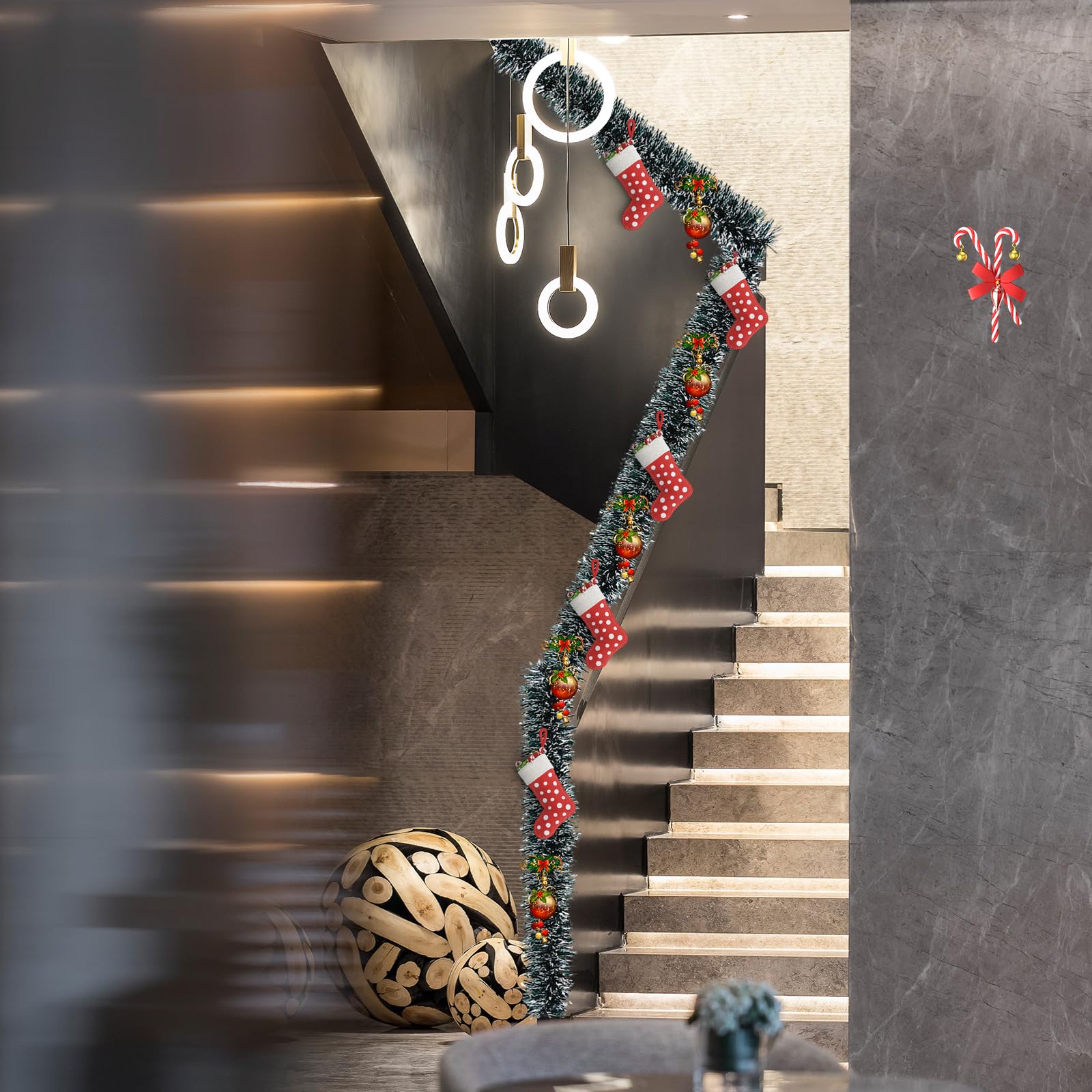 Ghirlanda Natalizia 10 Metri - 5 Pezzi, Orpelli Lucenti, Per Interni Ed Esterni