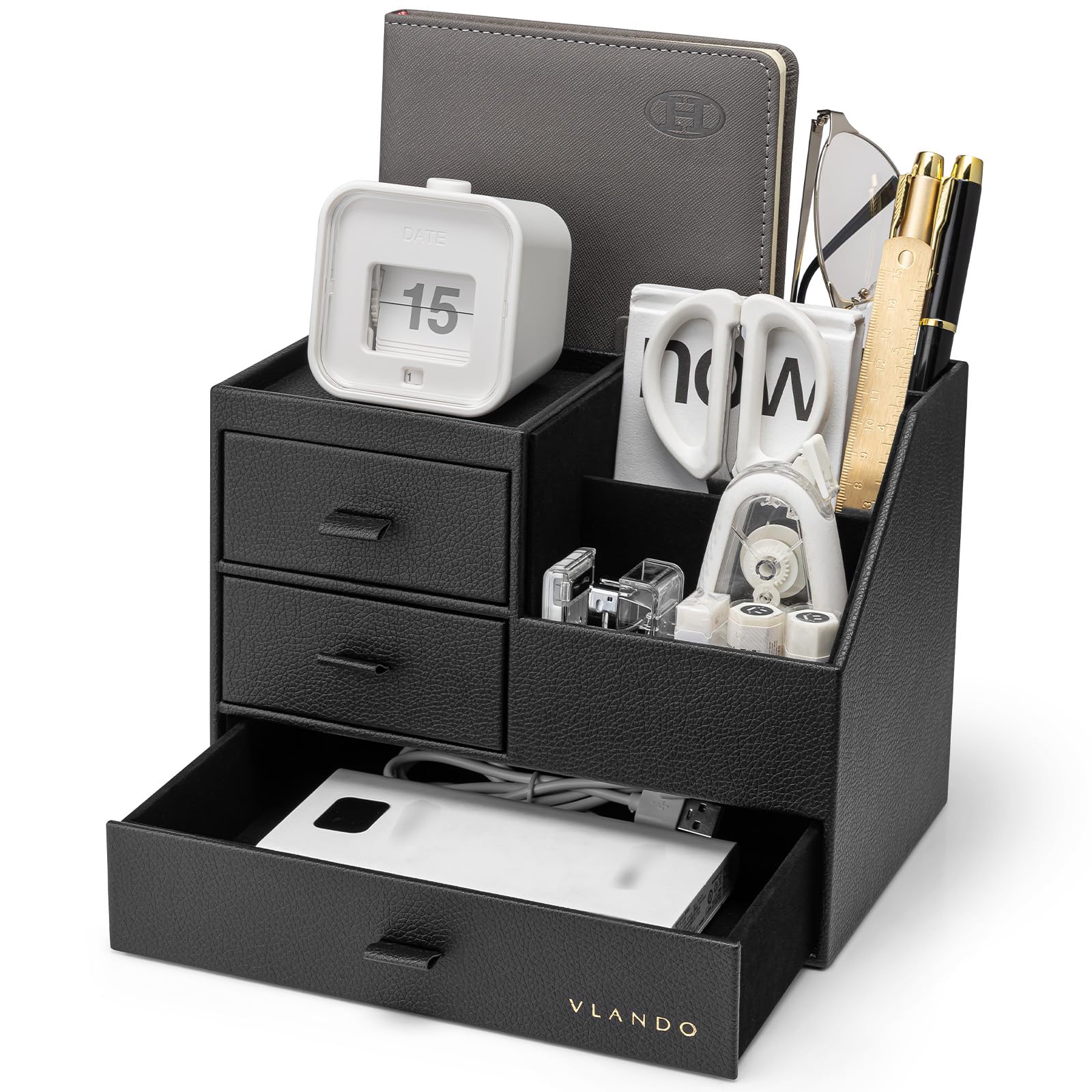 VLANDO 3 Tier Desk Organiser,Desk Tidy Organiser with 3 Drawer,Black