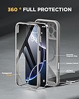 Vista 516 de Miracase Funda magnética para iPhone 14 de 6.1 pulgadas, protector de pantalla de vidrio templado integrado + protector de lente, compatible