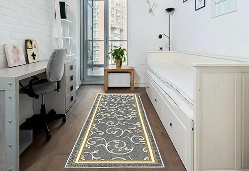 Miniatura 3 de Gloria Alfombra de cocina antideslizante con parte trasera de goma para cocina, alfombra de cocina para peldaños antideslizantes (gris, camino (20 x